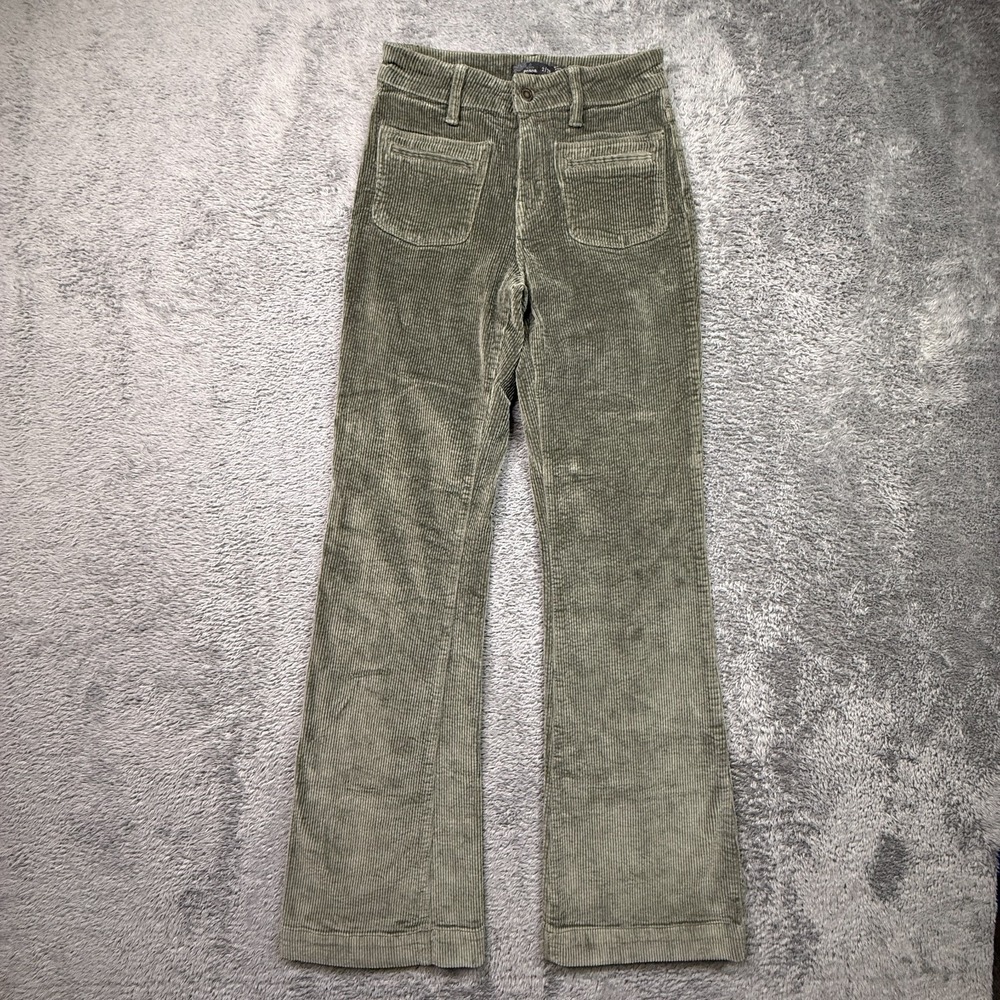 Prana Corduroy Traps Pants Green Boho Wide Wale Cords Womens 2 24x31 Organic